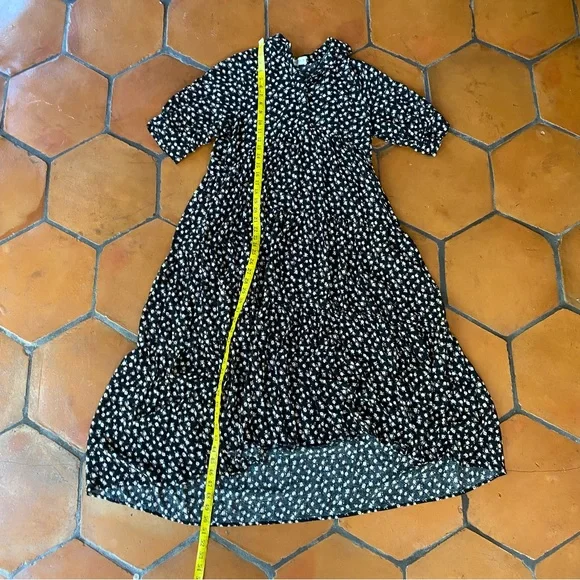 Natural Life Rebecca Midi Dress Dark Floral Boho Prairie Tiered Cottage Core M - Picture 9 of 10